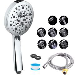 RV Shower Head with Hose, 8 Spray Shower Head with Handheld, 59-inch Shower Hose, High Pressure Camping Showerhead Replacement for RV