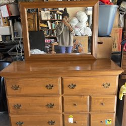 Dresser With Attached Mirror 