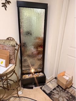 Alpine Dark Chocolate Mirror Waterfall with stones and Light