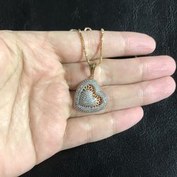 Gold Plated heart Pendant With Chain 