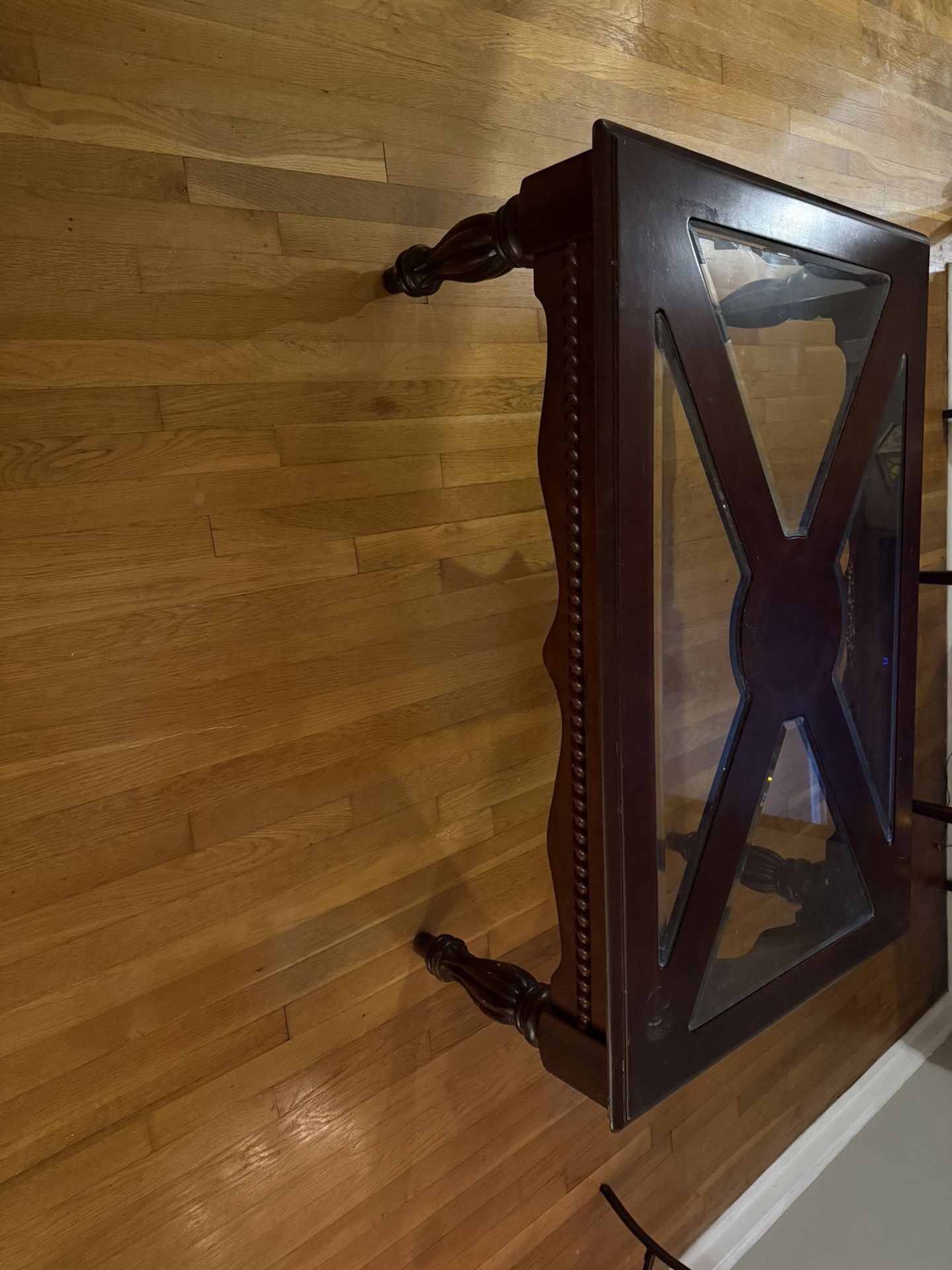 Wood Coffee Table with Glass Inlay – Good Condition