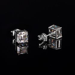 1.5Ct Moissanite Asscher Cut Stud Earrings in S925 Silver