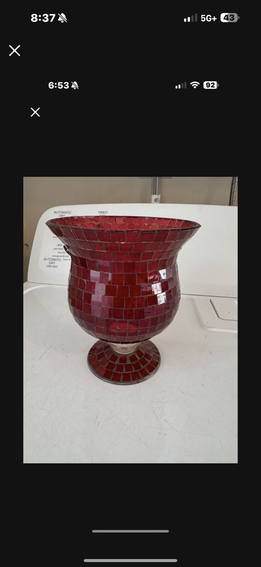 Red glass candle holder