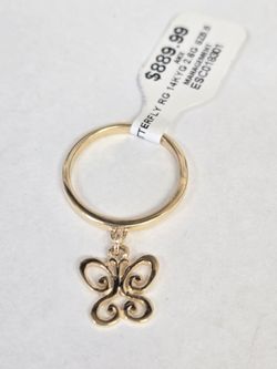 14kt Gold Dangle Butterfly Ring