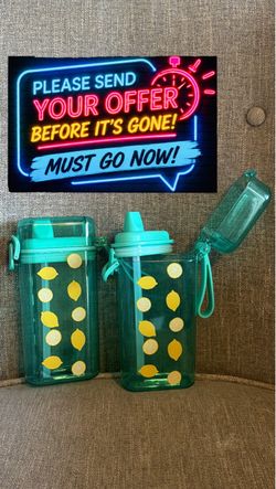 Kids Water Bottles with Lemon Print – Set of 2