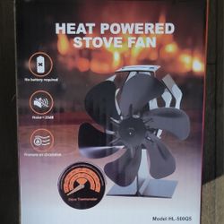 Wood Stove Fan 6-Blade Fireplace Fan for Wood Burning Stove Heat Powered Fan New