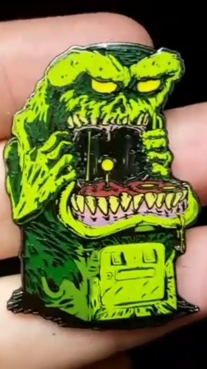 Monster Arcade Machine Video Game Lapel Pin