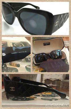 Chanel Black/Grey Gradient 5116-Q Quilted Leather CC Logo Sunglasses Chanel  | The Luxury Closet