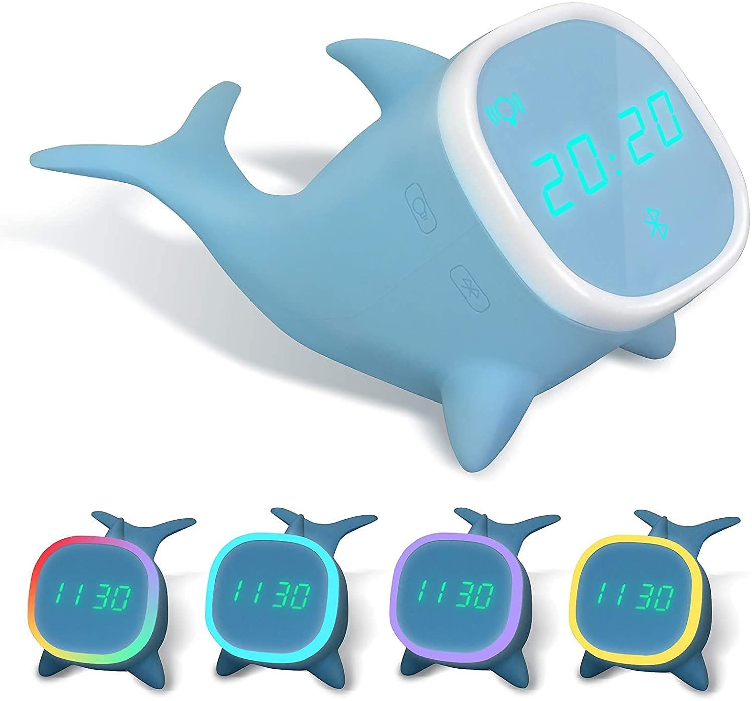 Alarm Clocks for Kids, OK to Wake Sleep Trainer Alarm Clock with 7 Color Night Light & Wake Up Light, Snooze Temperature Detect Bluetooth Speaker Musi