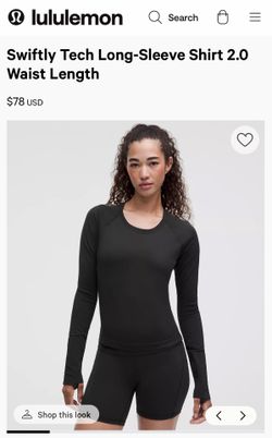 Lululemon Swiftly Tech Long-Sleeve Shirt 2.0 Waist Length, Black