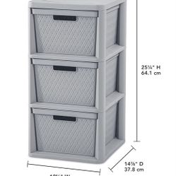Sterilite 3 Drawer Cross Weave Storage Tower