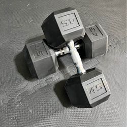 15 25 35 45 Lb Dumbbell Set  With Incline Bench