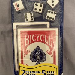 Bicycle Brand New 2 Decks Of Cards and 5 Dice