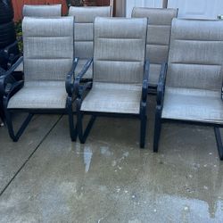Six. Patio Aluminum Chairs. Good Condition.