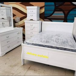 White Sleigh Bedroom Set/Dresser,mirror,nightstand,bed/Queen,King Size Available/Ask For A Discount Code,Financing And Delivery Available