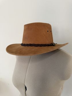 Brown Suede Cowboy Hat, Austrailian Outback Leather Jacaru Hat