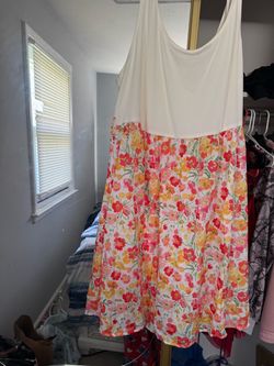 Peach and white flower dress