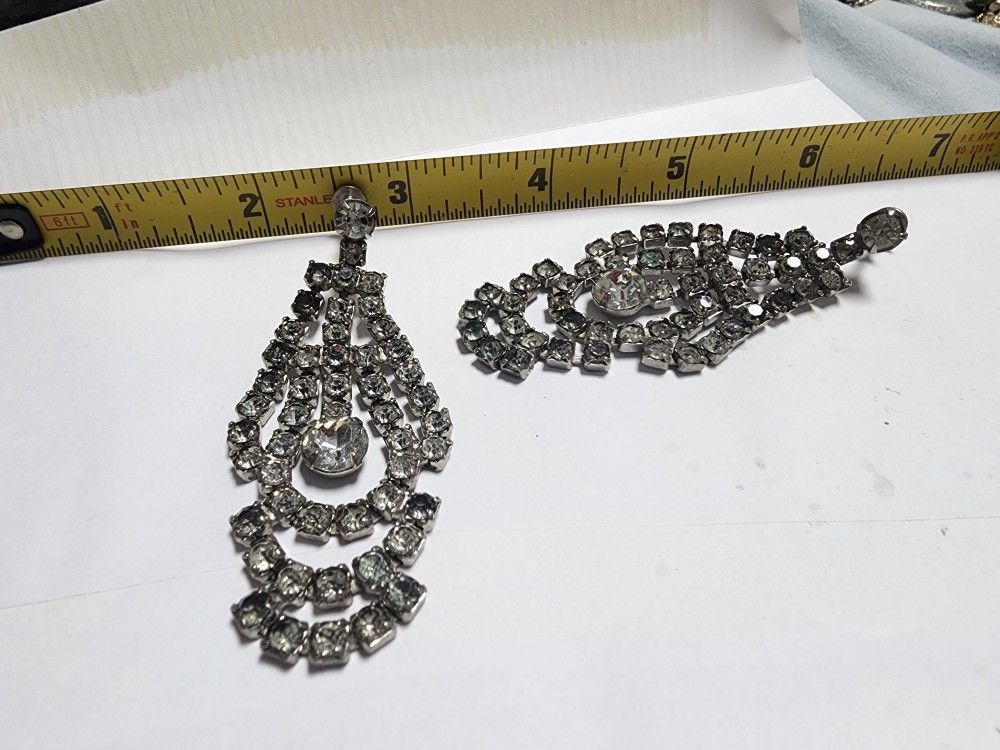 Vintage Chandelier Rhinestone Earrings