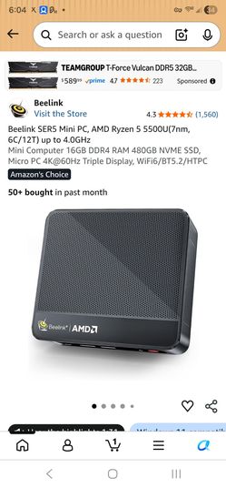 Beelink SER5 Mini PC AMD Ryzen 5 5000U
