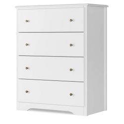 Homfa Dresser Chest, Modern Chest Organizer with 4 Drawers for Bedroom, White Finish