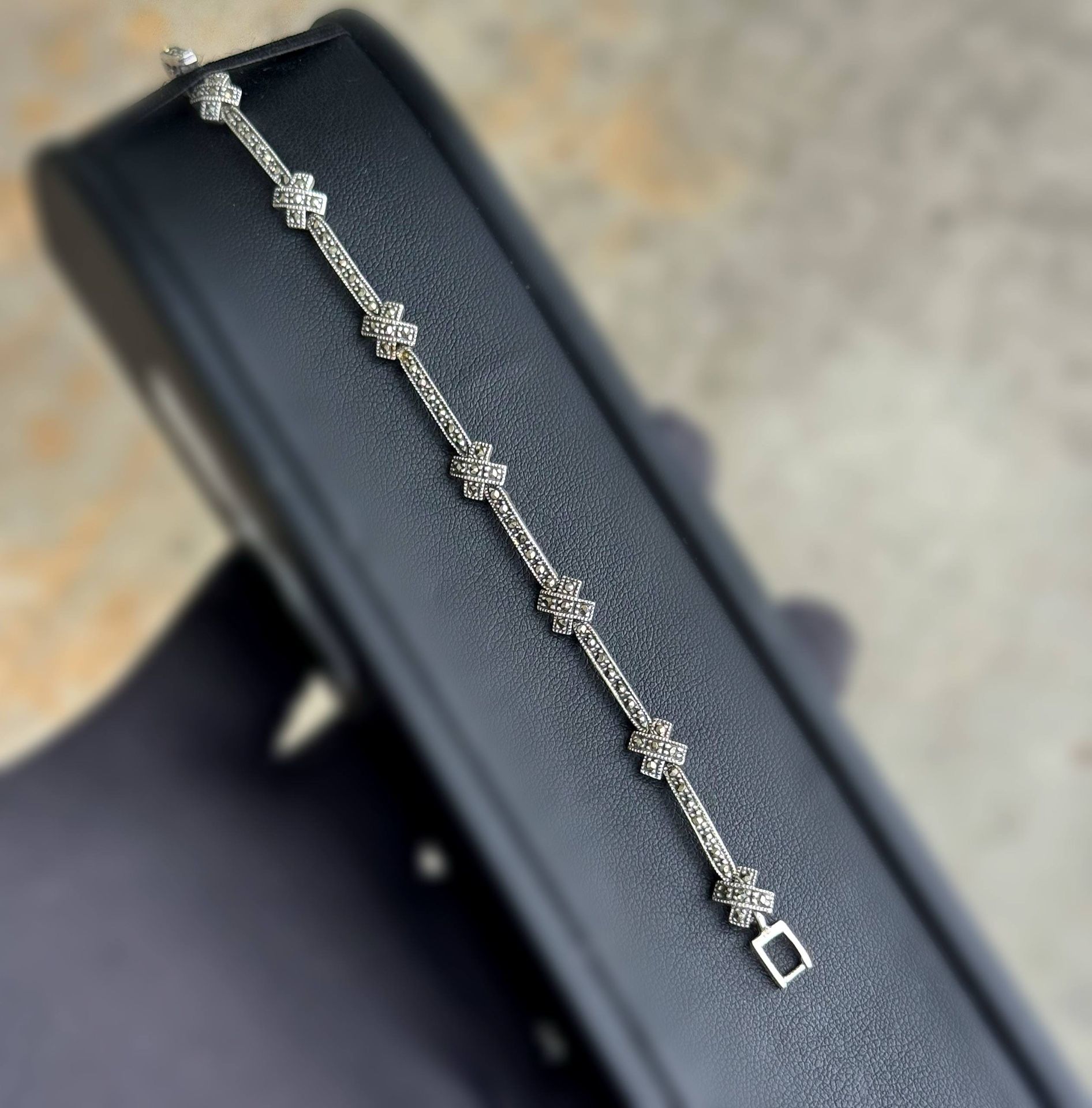 Vintage Art Deco Jewelry .925 Sterling Silver knight bracelet 6.00β 6.75mm 8.70g