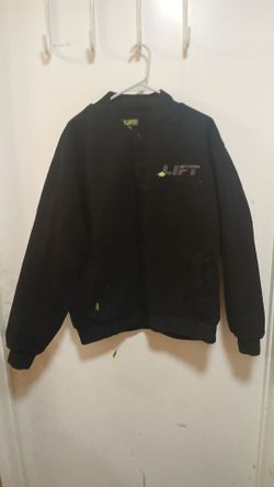 LIFT Embroidered Down Insulated Bomber Industrial Safety Gear Jacket Black NWOT