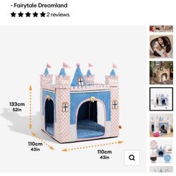 Funny Fuzzy Pink And Blue Dog Bed Princess Castle Brand New With Box