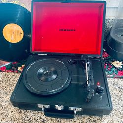Crosley CR8005A-BK Portable Record Player, vintage-inspired, black suitcase