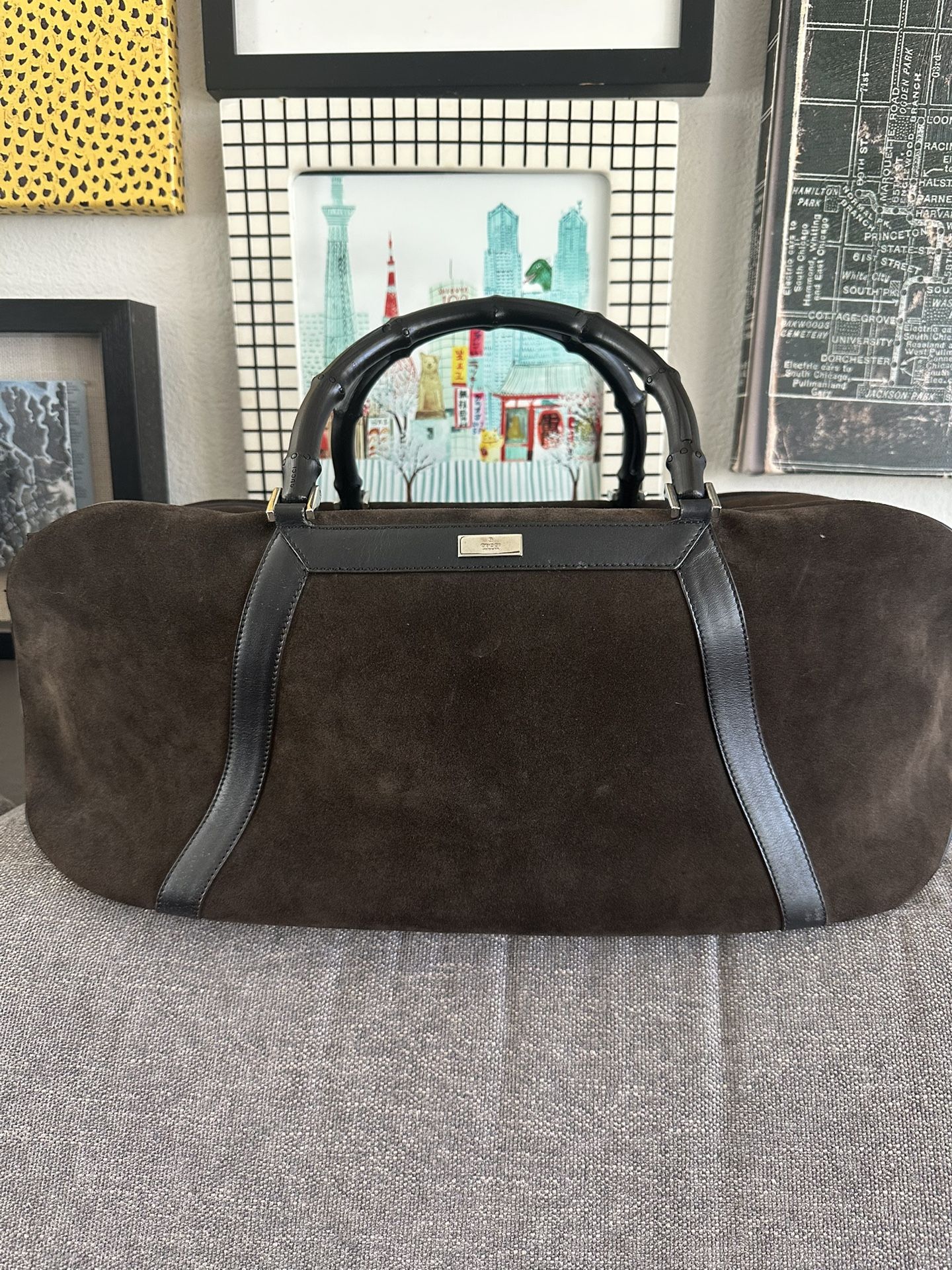 Authentic Gucci Suede Boston Bag