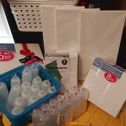 New Art Canvases And Mixing Bottles