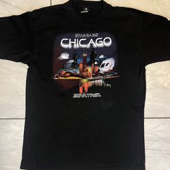 Vintage Star Trek Black Shirt Adult Size XL Star Base Chicago Captain Kurk