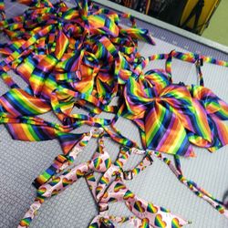 Rainbow dog, cat ties, bows. Grooming 
