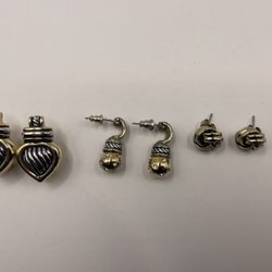 Lot Of 3 Vintage Two Tone Gold/silver  Earrings