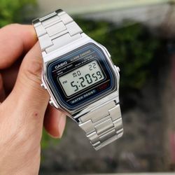 Casio Men's Watch Classic Digital Grey Dial Stainless Steel Bracelet A158WA-1