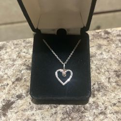 Hallmark Silver Diamond Heart  Neglace