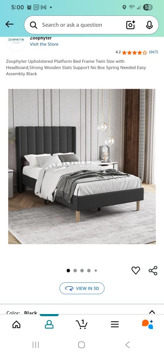 Upholstered Twin Bed With Headboard (Qty 2)
