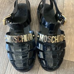 Moschino Black Jelly Sandals 