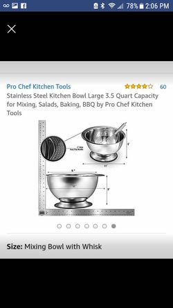 Pro chef stainless steel mixing bowl with stand and whisk