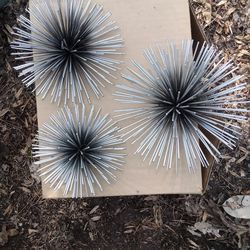 3 metal silver wall decor,$5 for set