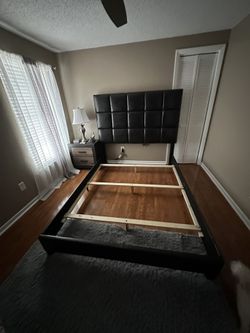 Bed Frame With Headboard Dark Brown - Queen Size