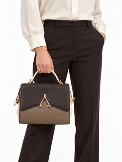Brown, Taupe & Cream Colorblock Handbag