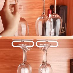 GeLive Under Cabinet Wine Glass Rack 10 Inch Black Set Of 4