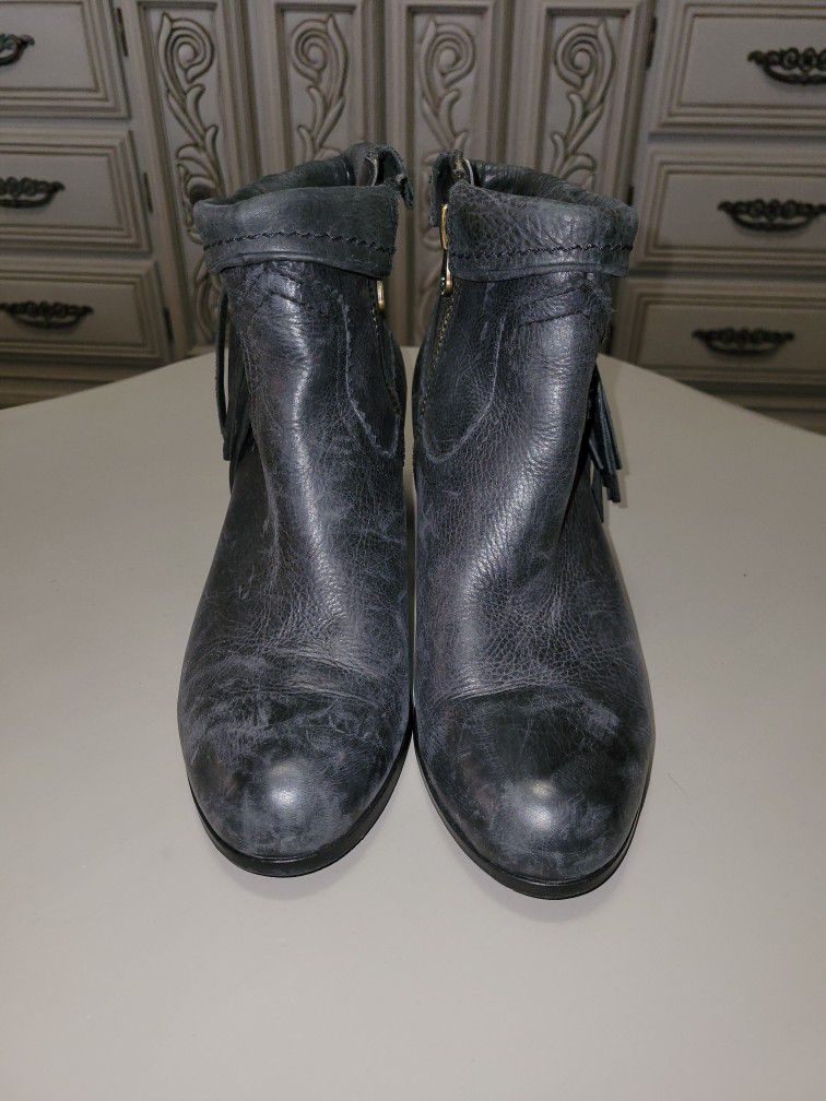 Womrns Shoes Sam Endelman Boots Black Fring Leather Sz 9