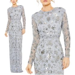 Mac duggal 93939 Silver Blue Dress