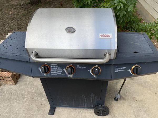 Used Outdoor Gourmet gas propane grill with side stove for ...