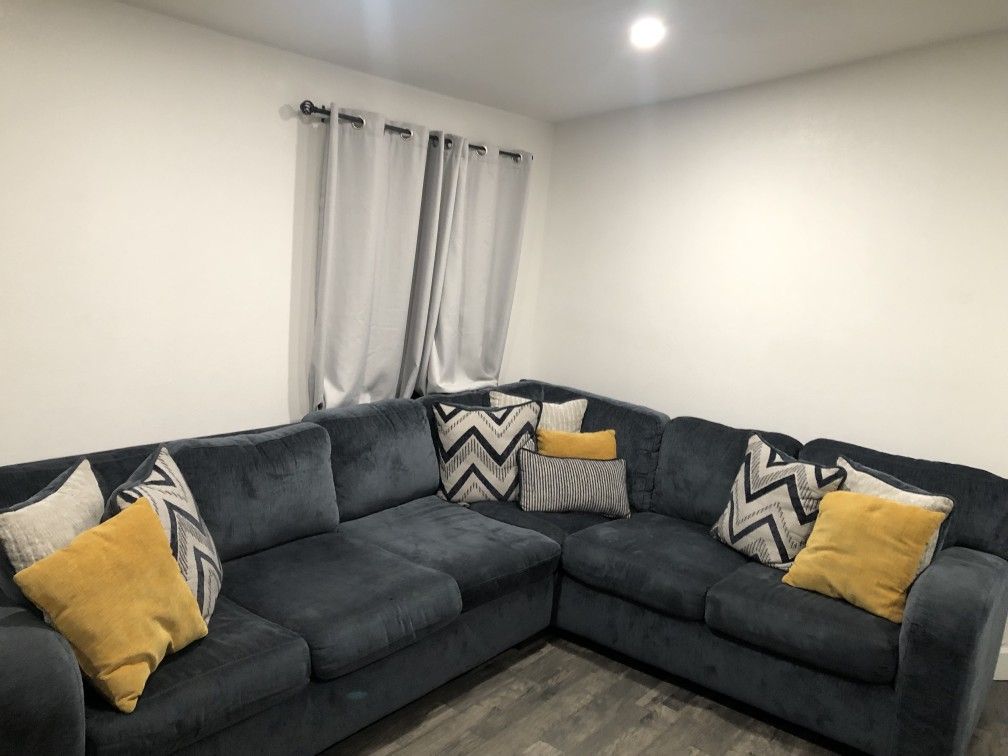 Cloth Sectional Couches Blue/Green/Gray/Grey