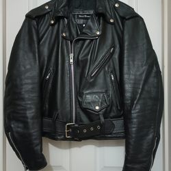 Vintage Steer Brand Mens Leather Motorcycle Jacket w/ Eagle Artwork Made in USA -
