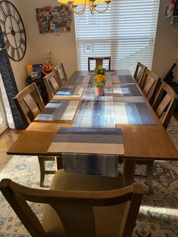 8-Seater Solid Wood Dining Table with Chairs