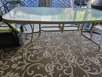 Outdoor Glass Table /Chairs/Cushions