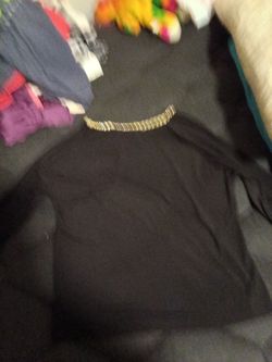 Black Top with Gold Chain Neckline